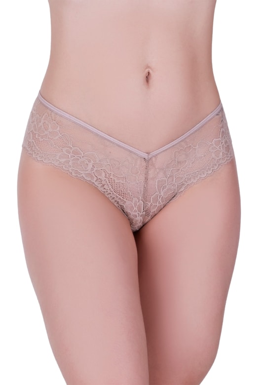 Calcinha / tanga fio sensual em renda de poliamida chocolate bege